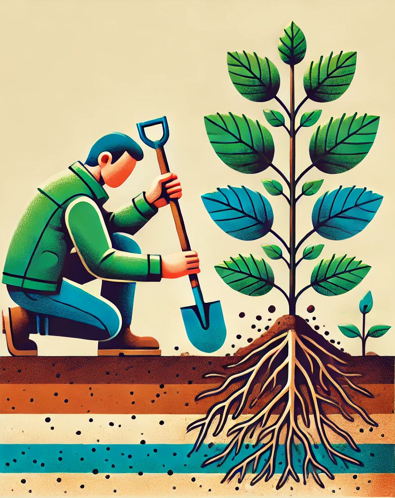 Collecting a soil sample